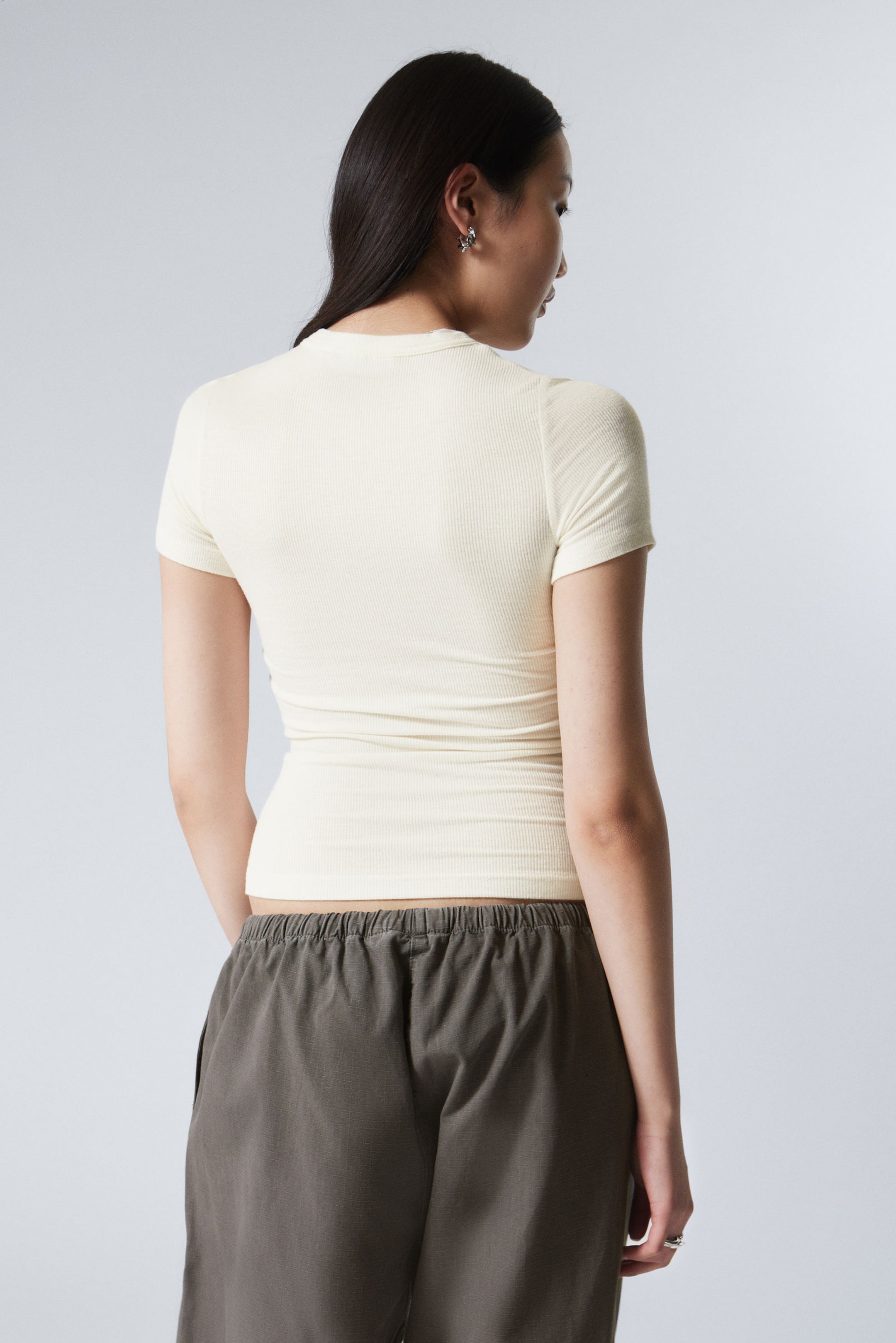 Weiß - Transparentes Ripp-T-Shirt - 2