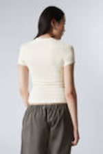 Weiß - Transparentes Ripp-T-Shirt - 2