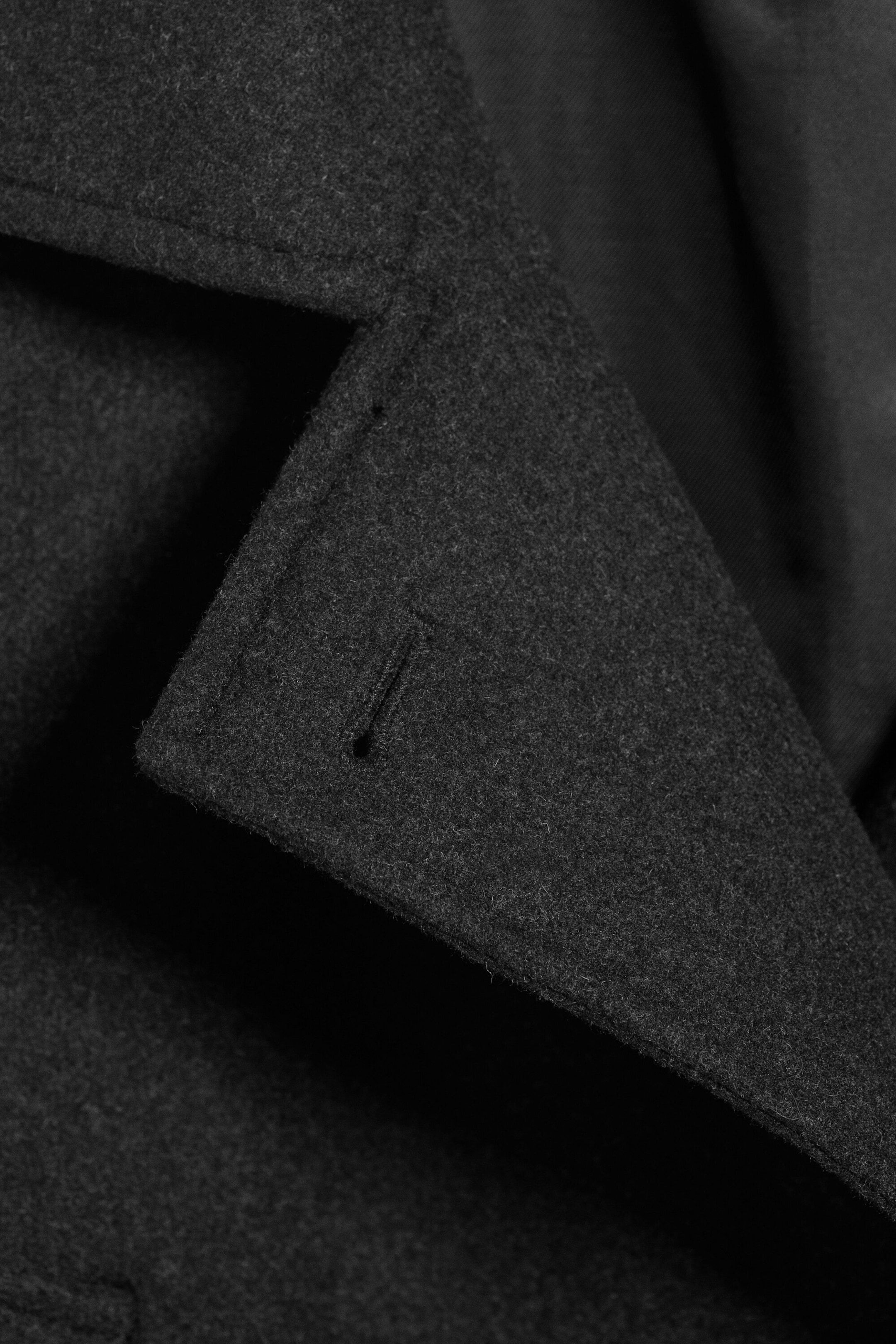 Dark Grey Melange - Belted wool-blend coat - 6