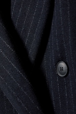 Dark Blue - Pinstripe - Logan Double-Breasted Wool-Blend Coat - 7
