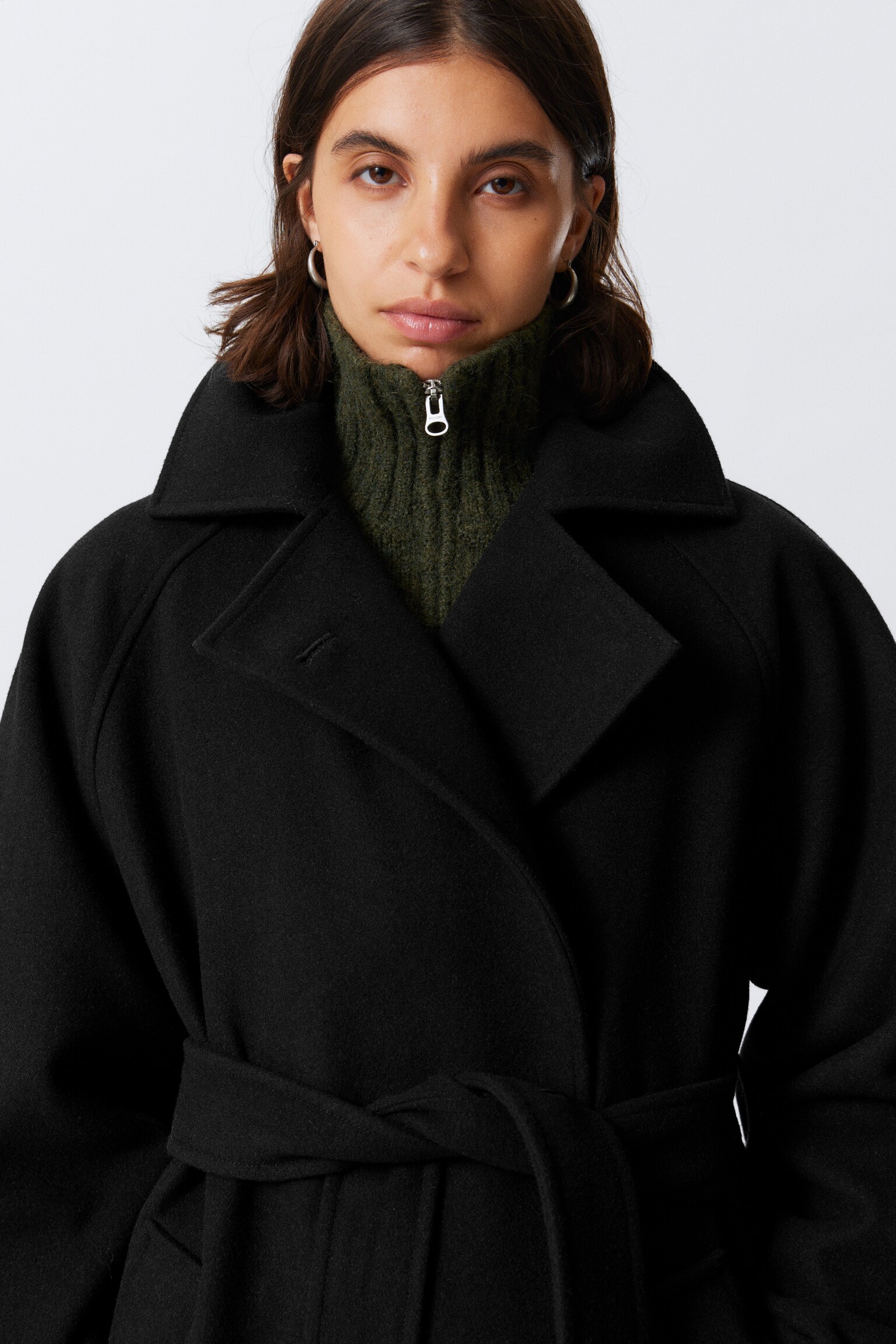 Kia Oversized Wool-Blend Double-Breasted Coat - Black/Dark Brown Melange/Dark Grey Melange/Light Beige - 3
