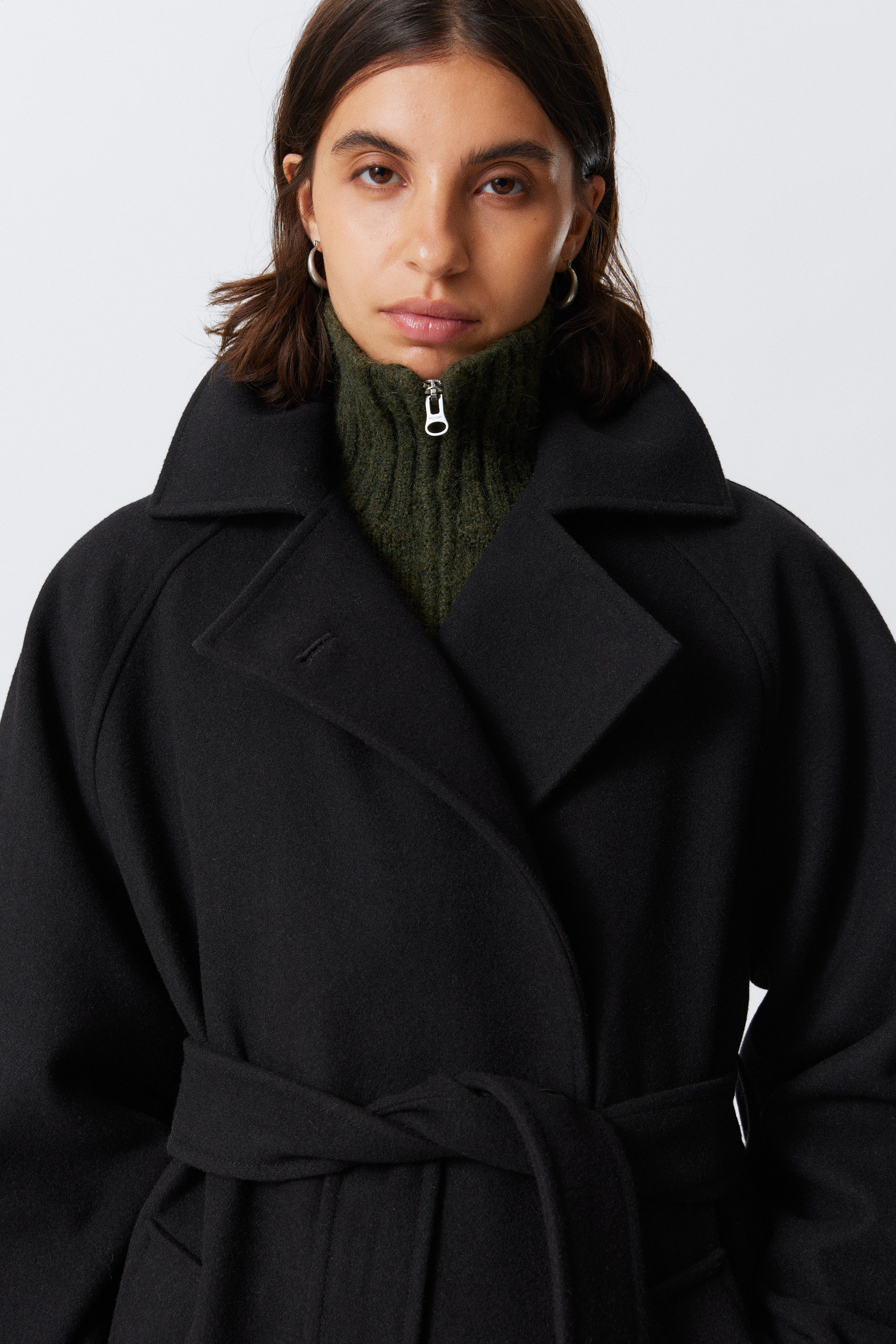 Black - Oversized Wool-Blend Double-Breasted Coat - 2