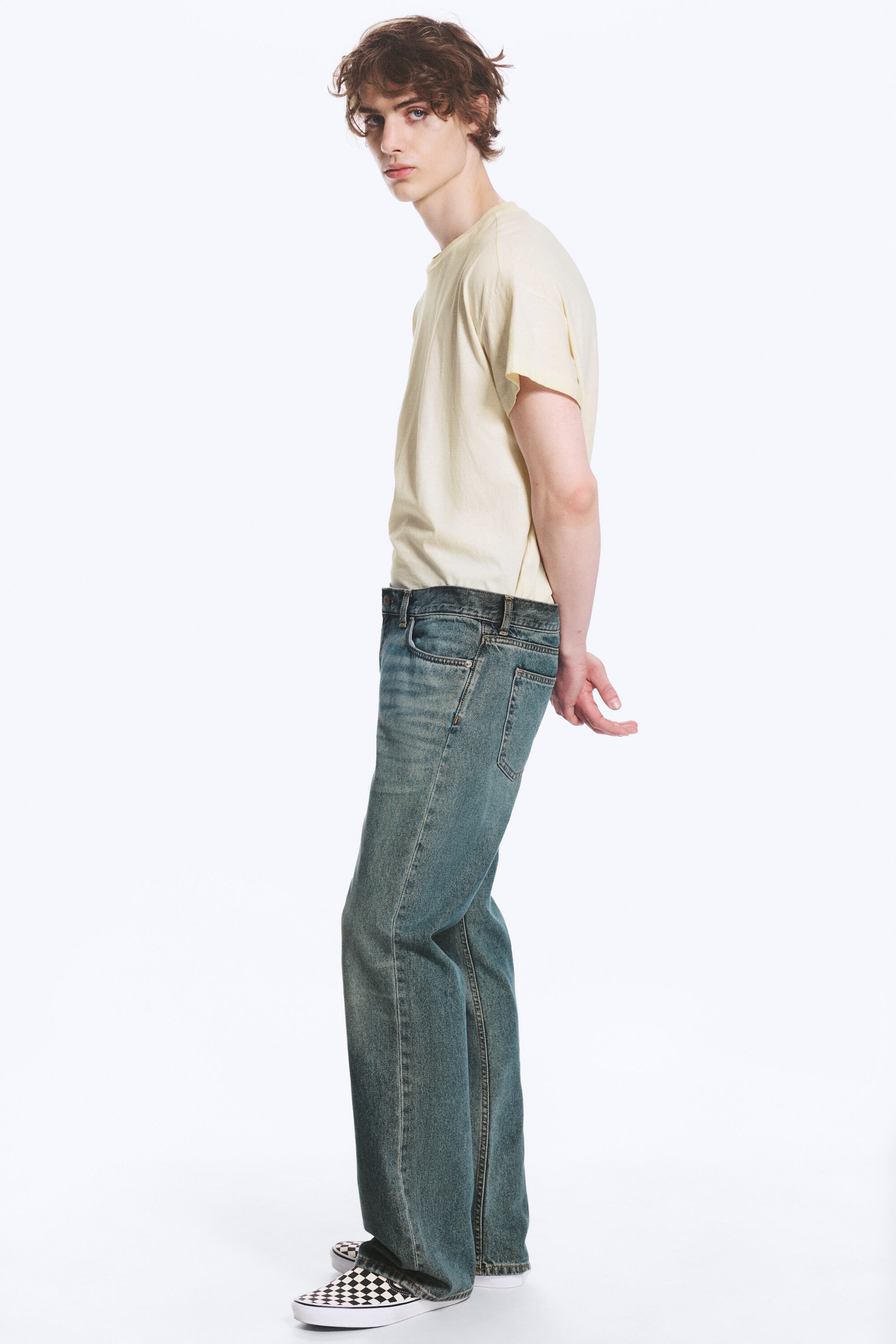Grid Blue – lyseblå - Sky normal bootcut-jeans med lavt liv - 2