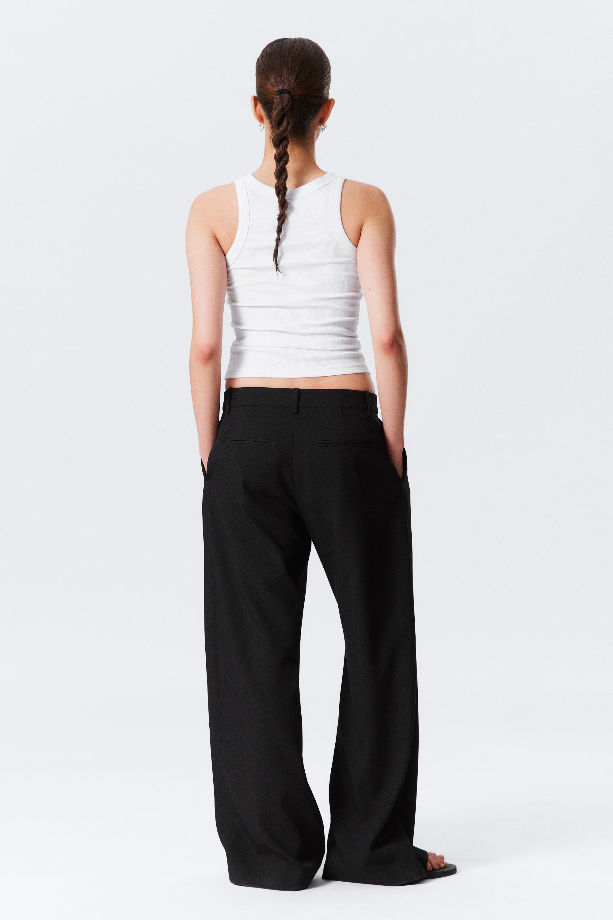 Zwart - Wijde pantalon met lage taille - 6