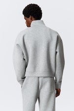 Grau meliert - Simon - Scuba-Sweatshirt mit Reißverschluss - 3