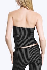 Dunkelgrau gestreift - Bandeau-Top aus Anzugstoff - 2