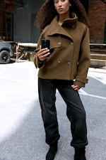 Dusty Brown - Funnel neck jacket - 0