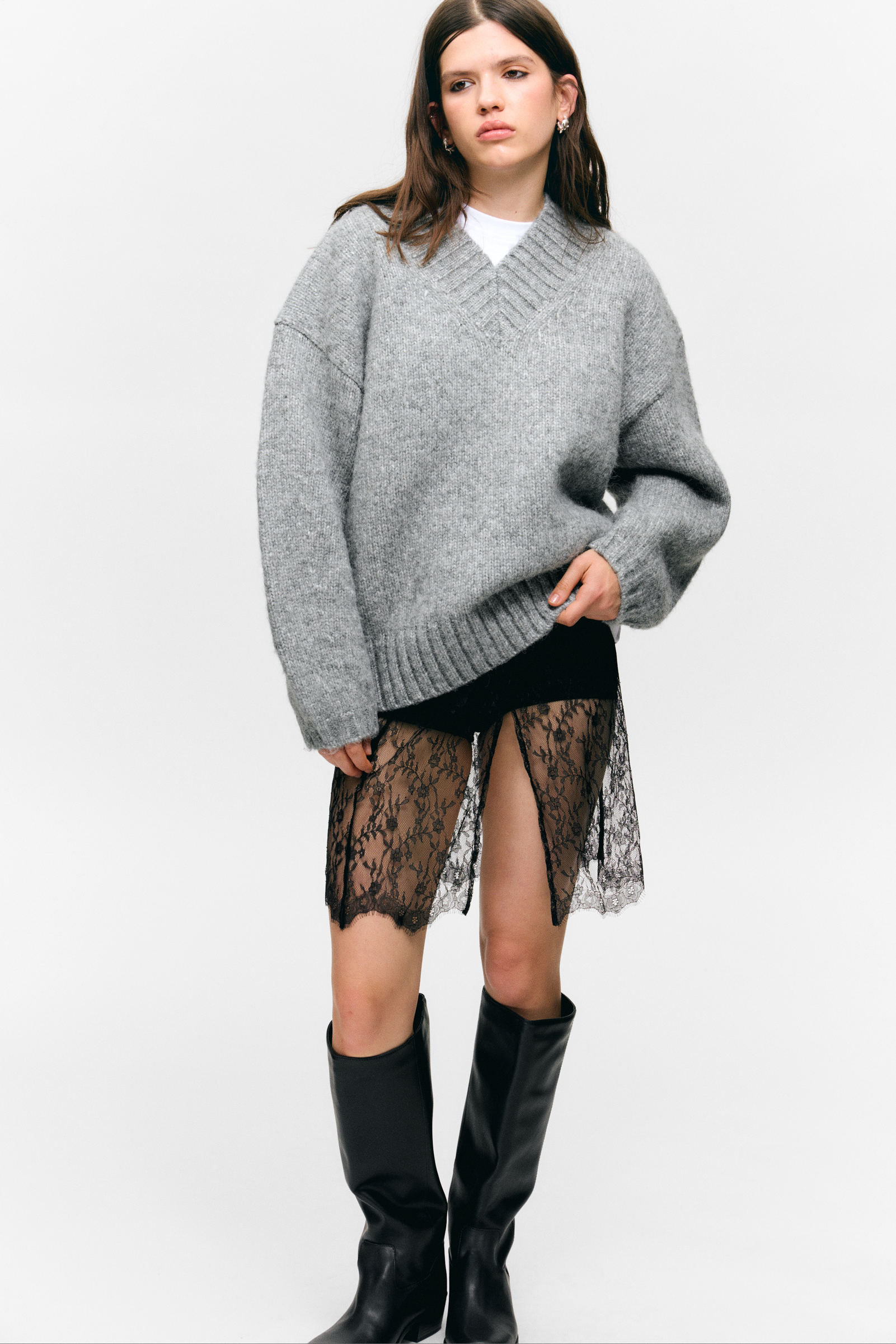 Lace Wrap Midi Skirt