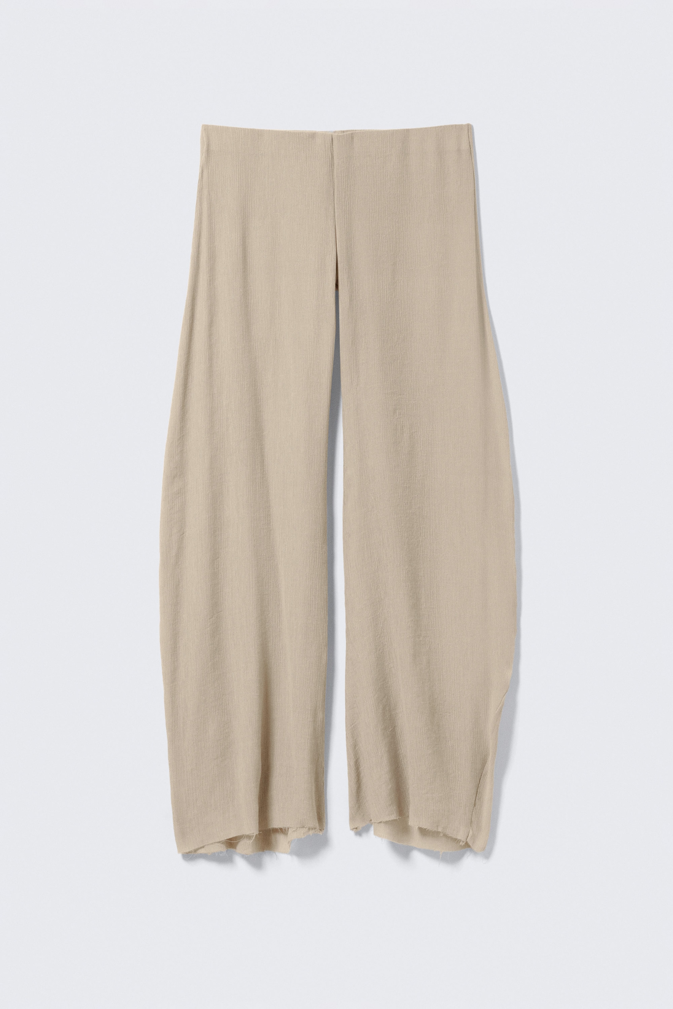 Light Beige - Crinkled Low-Rise Wide-Leg Trousers - 1