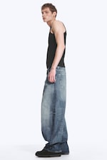Board Blue - Medium Blue - Astro Mid Rise Loose Baggy Unisex Jeans - 2