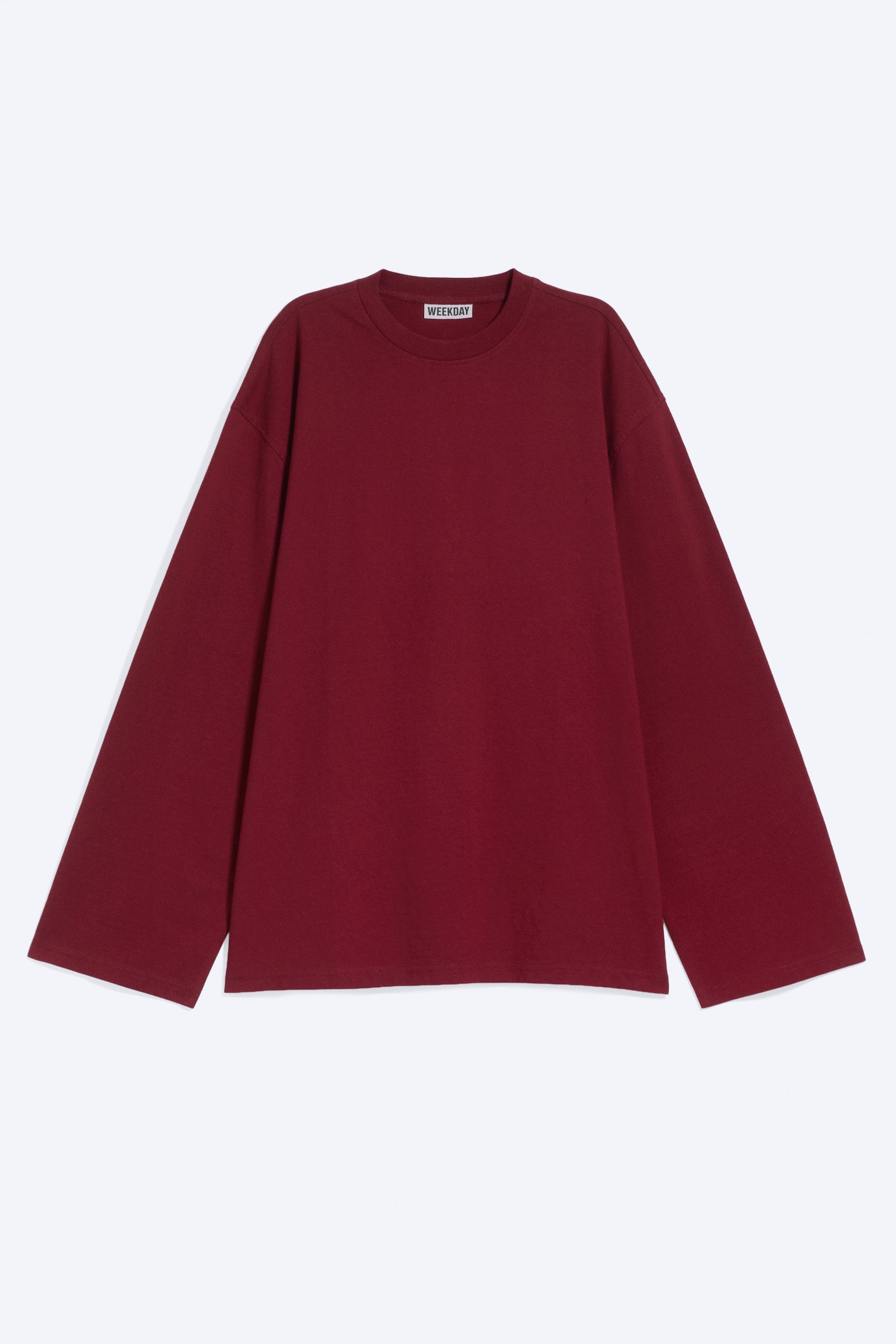 Camiseta de manga larga oversize - Rojo oscuro/Azul lavado empolvado/Black/Blanco