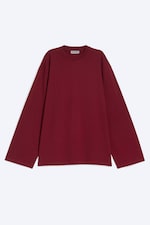 Dark Red - Oversized Long Sleeve T-shirt - 0
