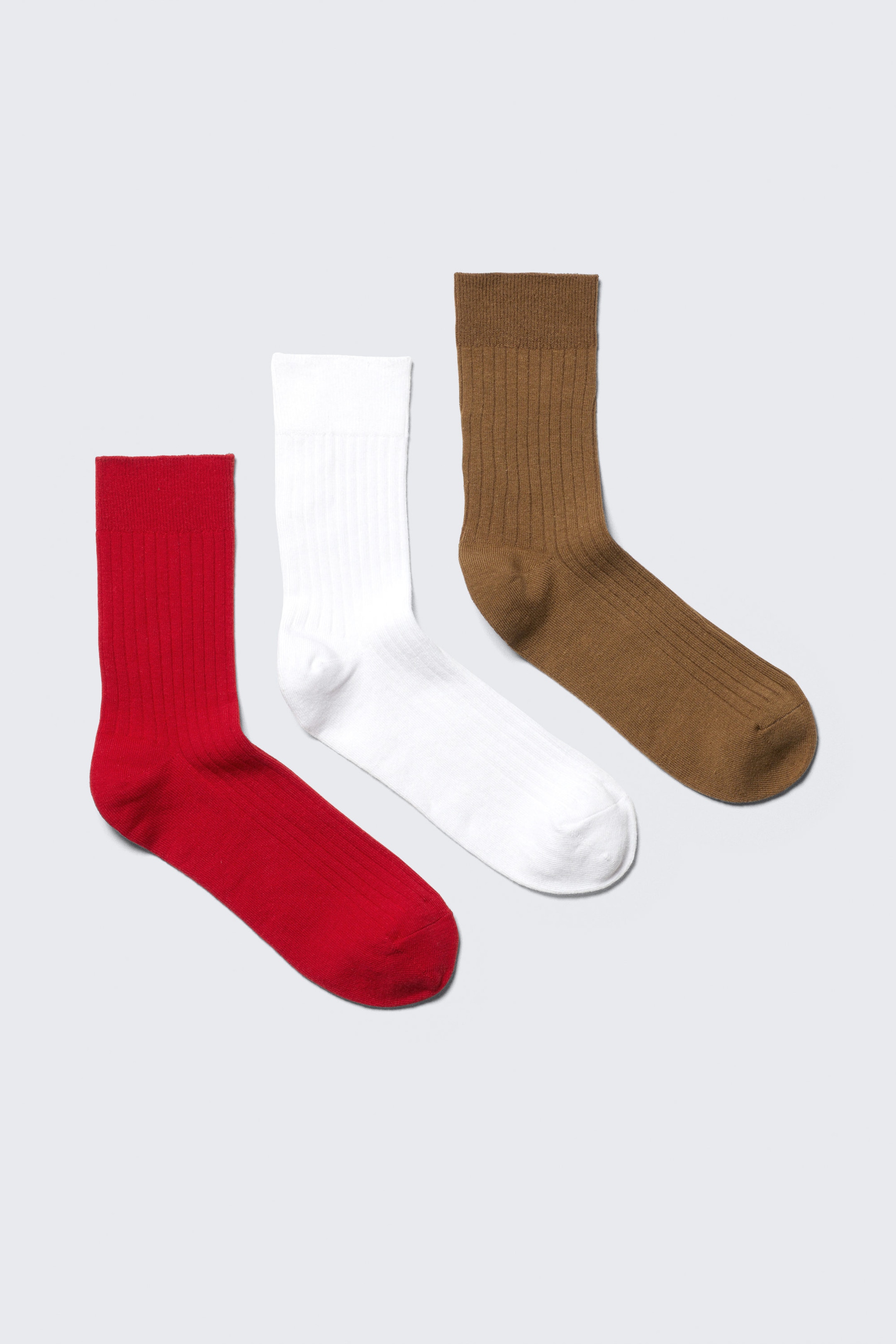 Red/White/Brown - 3-pack Selma Socks - 0
