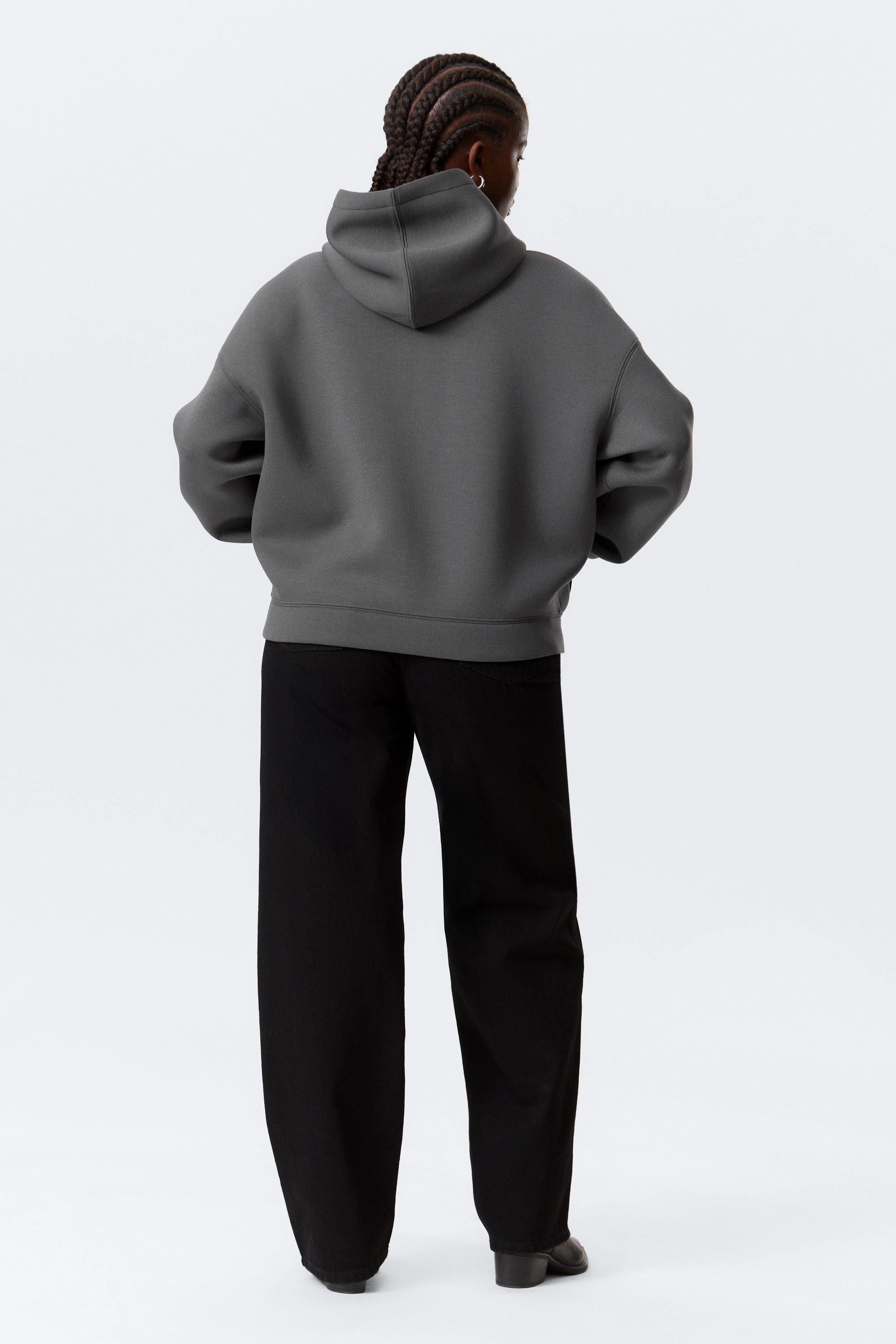 Mörkgrå - Oversized Scuba Zip-hoodie - 5