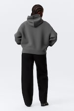 Gris foncé - Sweat à capuche zippé oversize en scuba - 3