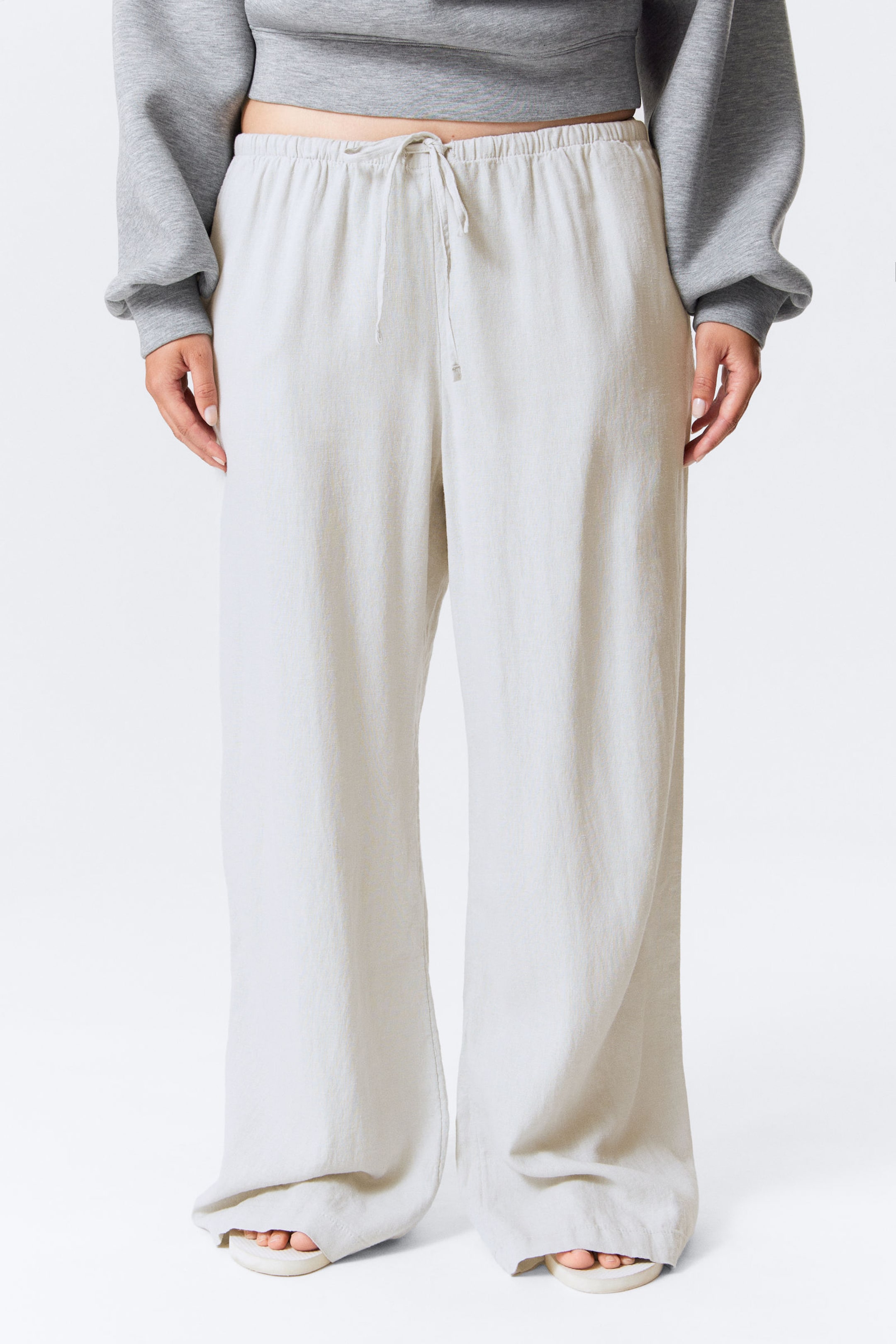 #BABBBD - Low Rise Linen-Blend Trousers - 2