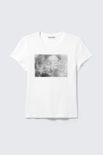 White - Misty Face - Boxy Printed Short-Sleeved T-shirt - 4