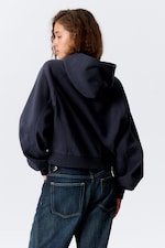 Washed Dark Navy Blue - Raglan-Sleeved Boxy Hoodie - 2