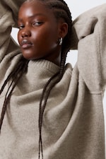 Light Mole Melange - Relaxed Knitted Wool Sweater - 1