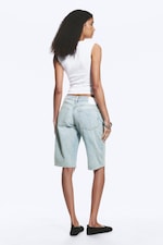 Dream Blue - Light Blue - Atom Low Rise Regular Knee-Length Denim Shorts - 3