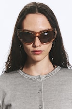Monture beige + verres marron - Lunettes de soleil rondes oversize - 0