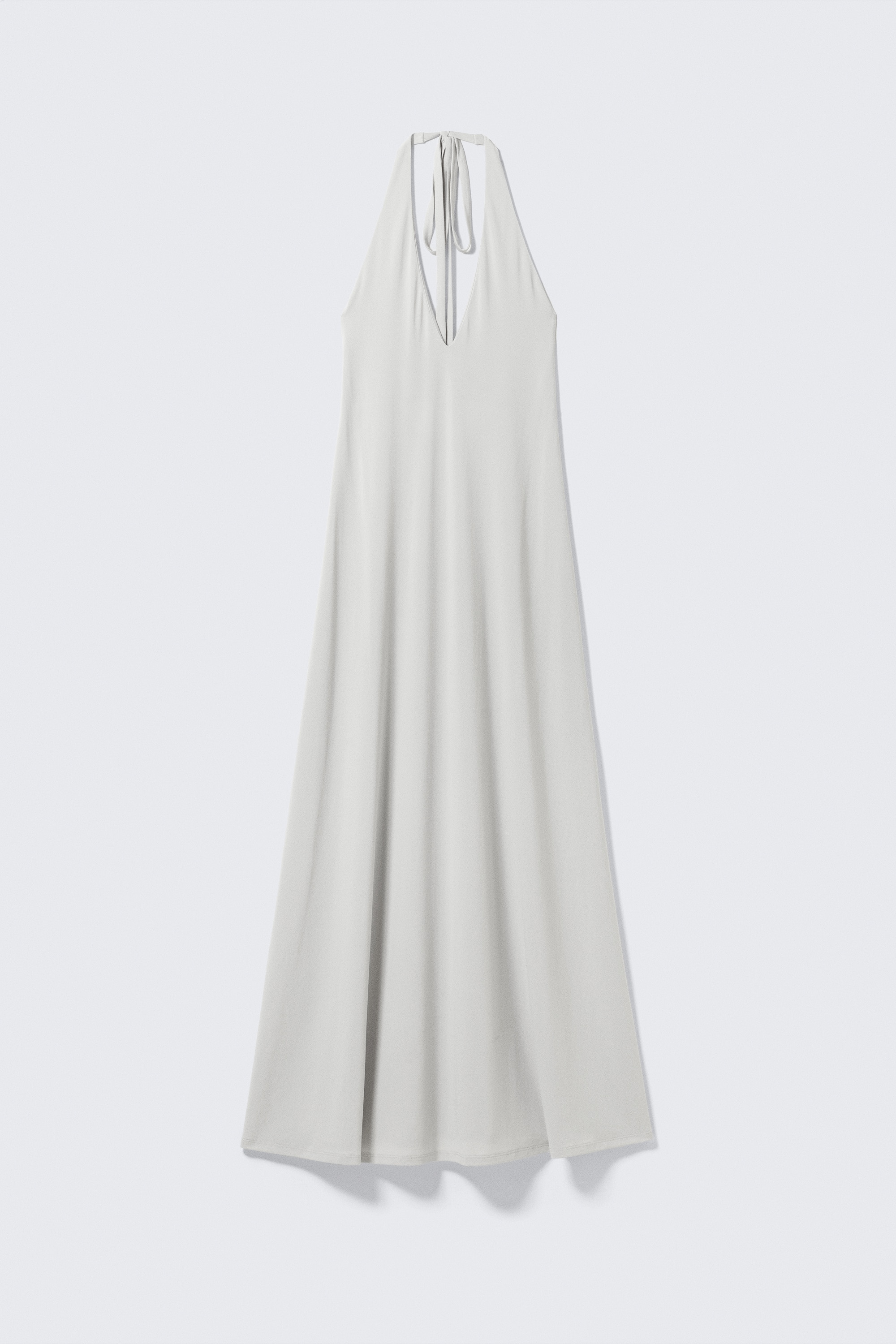 Maxi abito senza maniche con scollo all'americana - Beige chiaro/Grigio scuro - Stampa/Nero