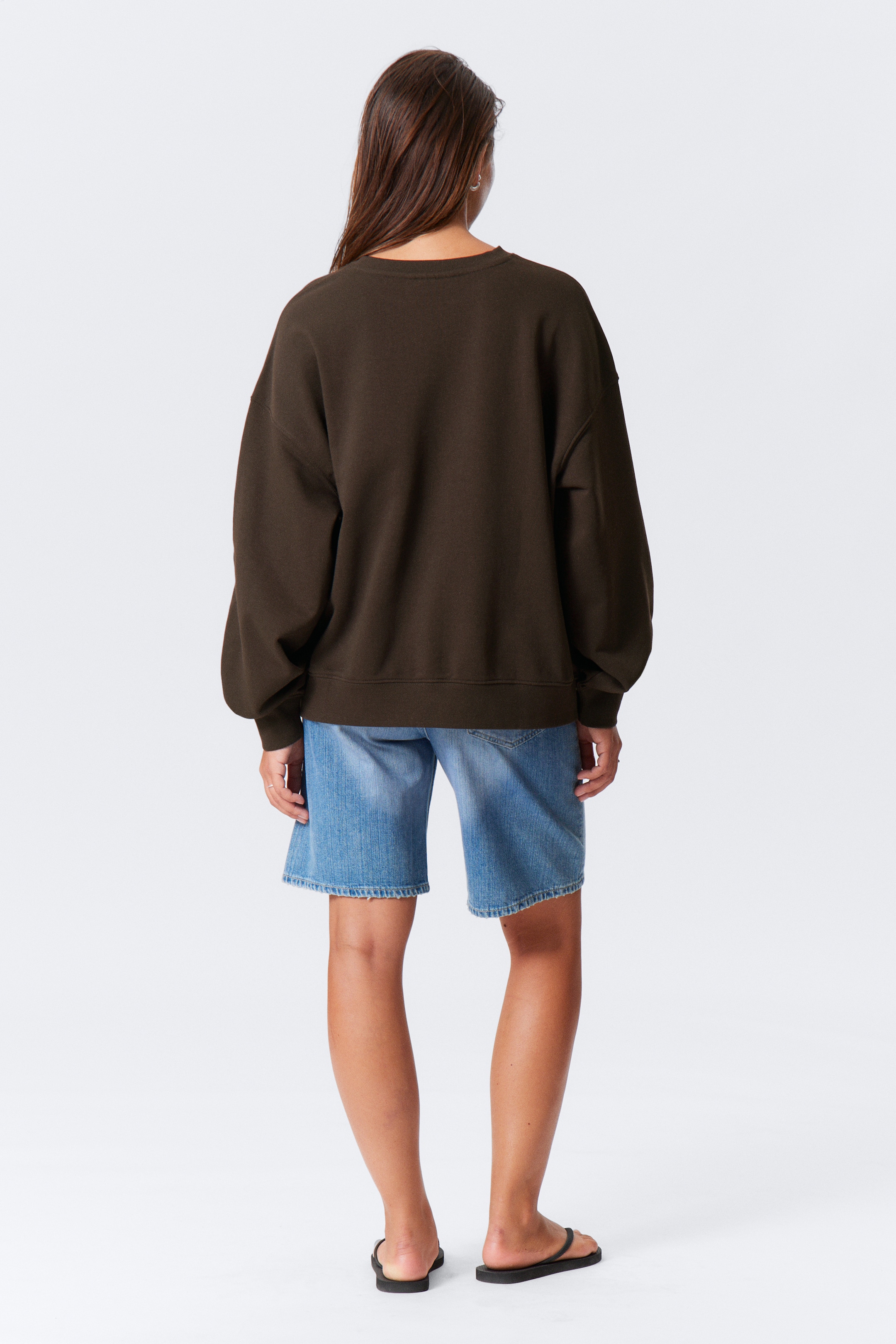 Zobacz większy obraz: Bluza frotte Relaxed - Ciemnobrązowy - ONA | H&M PL 3
