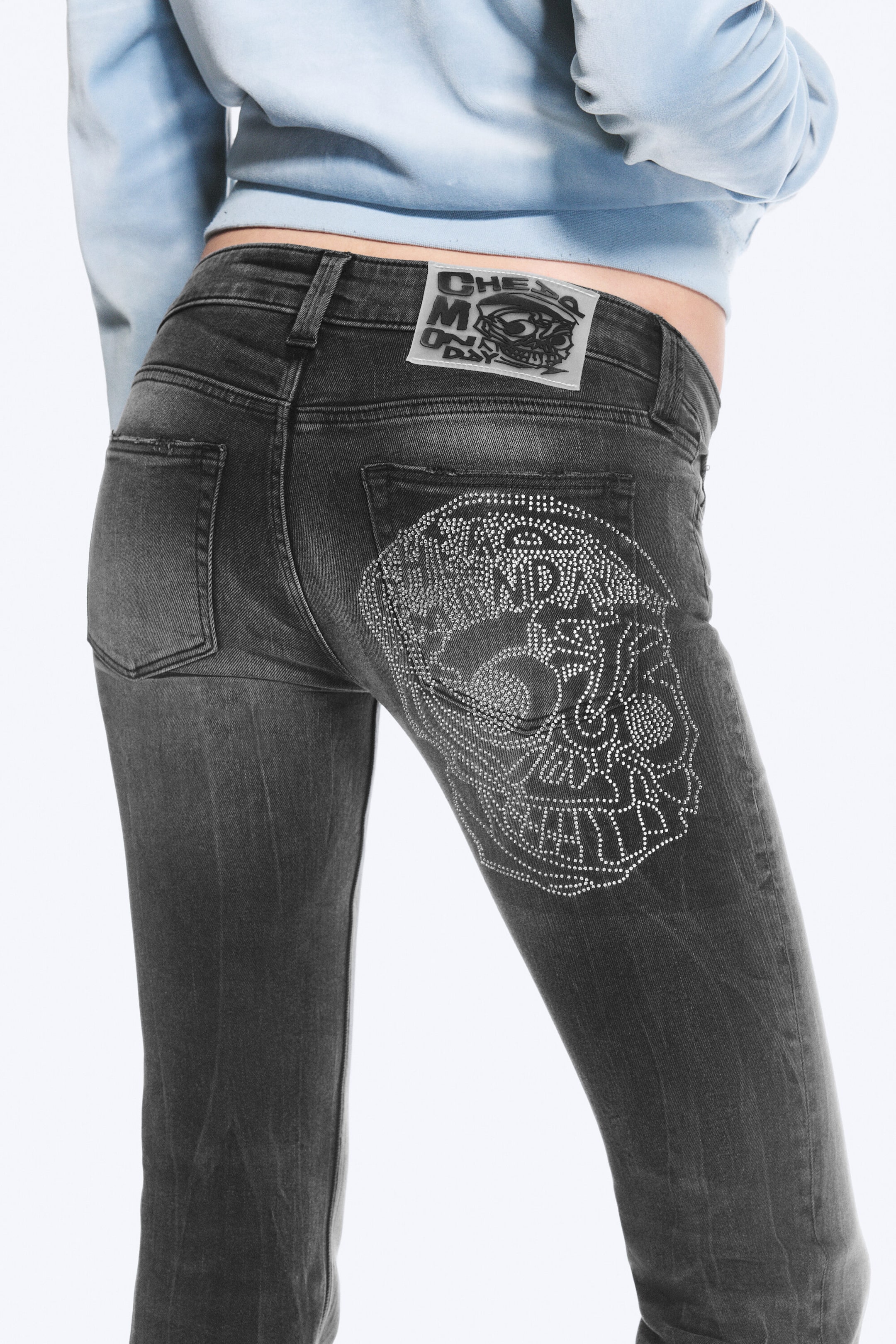 Marion Black Skull - Black - BOOTY BEI SKINNY BOOTCUT JEANS - 4