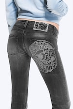 Marion Black Skull - Black - BOOTY BEI SKINNY BOOTCUT JEANS - 4