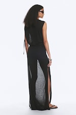 Schwarz - Ärmelloses Maxikleid mit U-Boot-Ausschnitt - 2