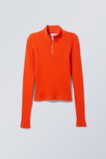 Bright Orange - Ika Half Zip Long Sleeve - 0
