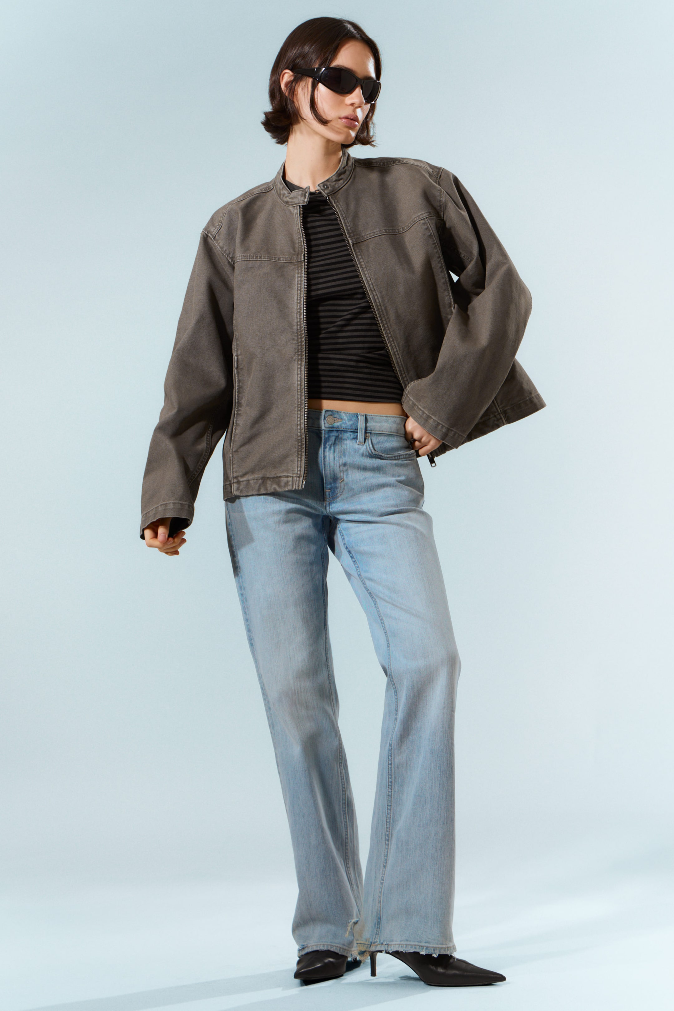 Grå - Oversized Washed Canvas Jacket - 0