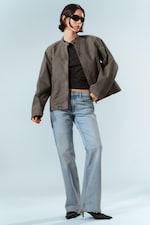 Grå - Oversized Washed Canvas Jacket - 0