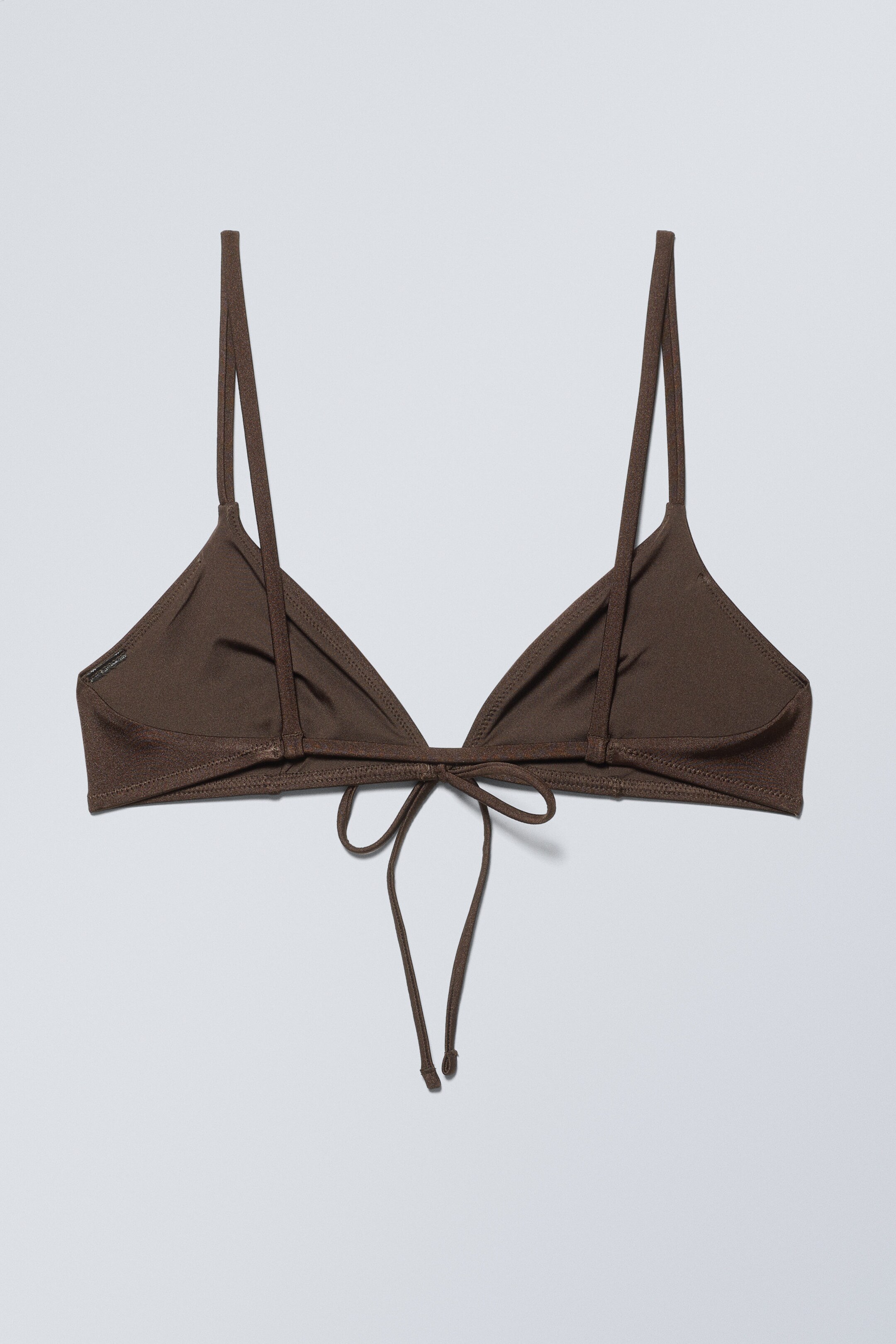 Dark Brown Shimmer - Front Tie Bikini Top - 1