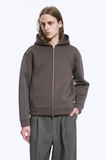 Mörk mullvad - Strukturerad scuba-hoodie med dragkedja - 1