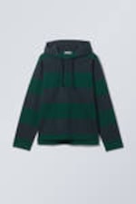 Dark Blue & Dark Green Stripes - Striped Loose Fit Rugby Hoodie - 3