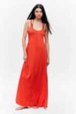 Rot - Ärmelloses Tank-Maxikleid - 0