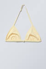 Light Yellow - Halter Scoop Neck Triangle Bikini Top - 4