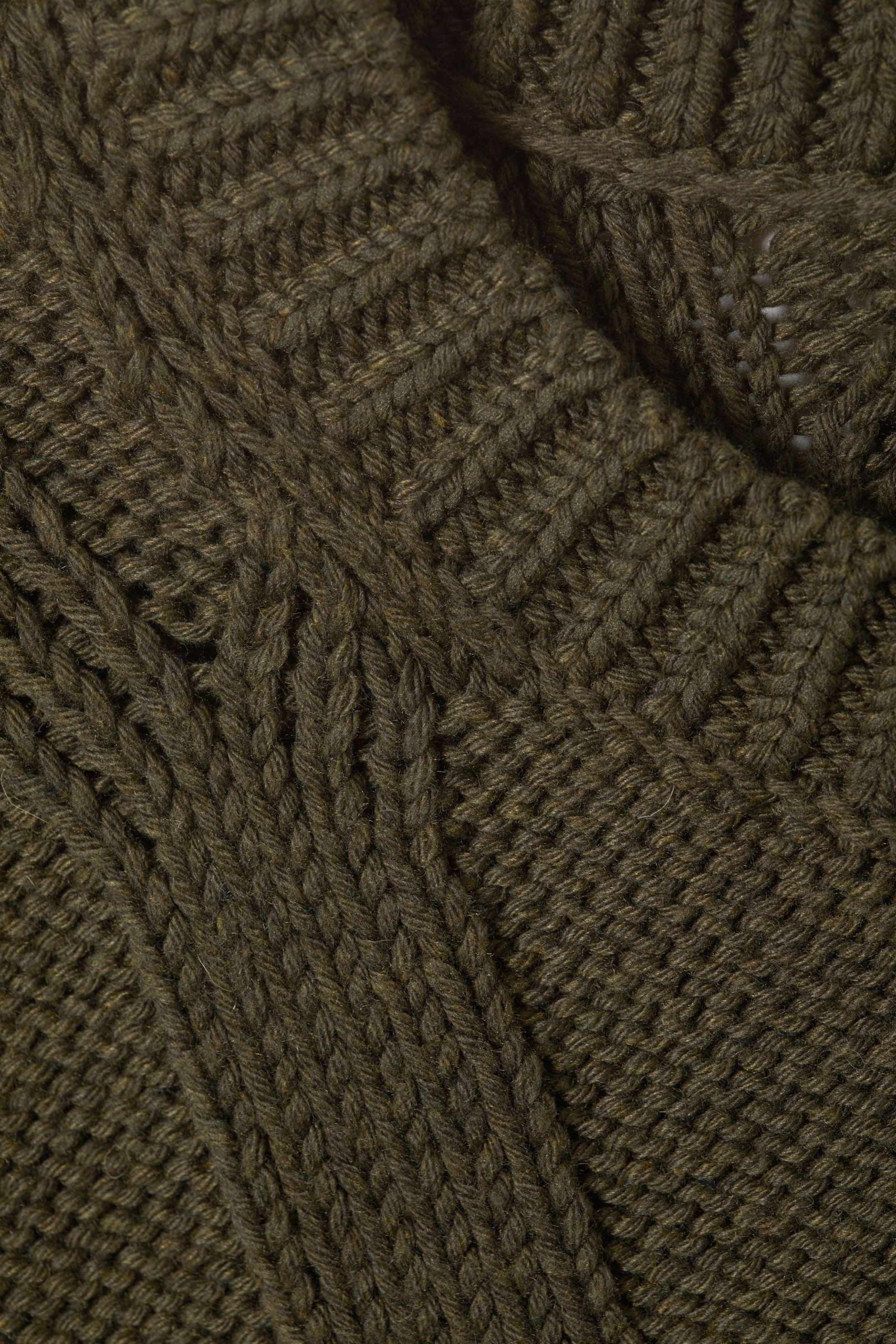 Dark Khaki Green - Loose Knitted Structured Sweater
