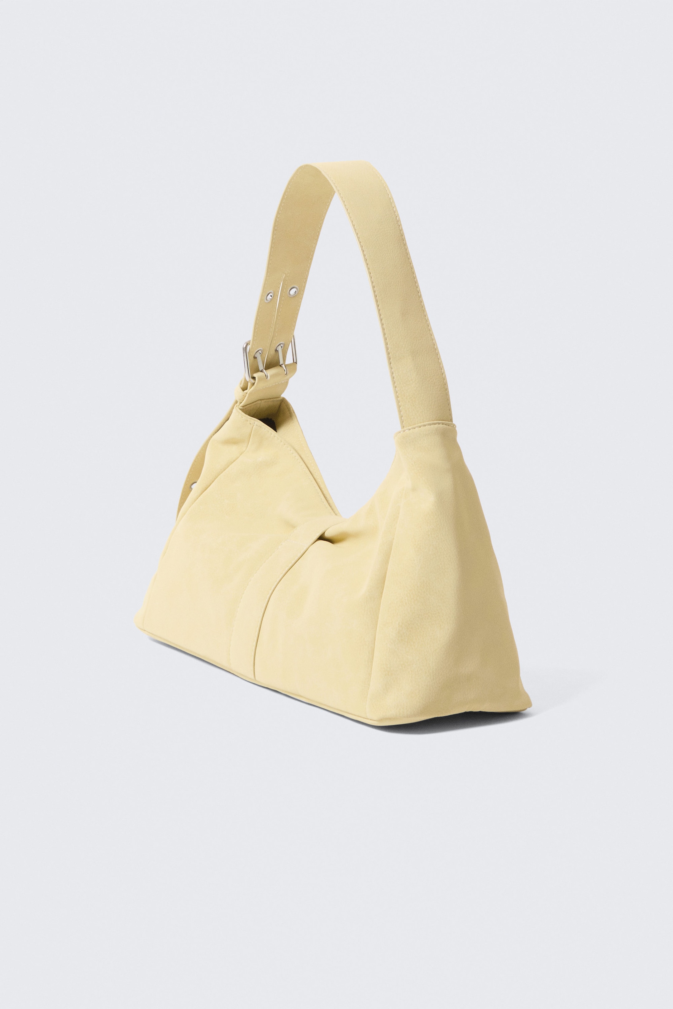Light Yellow - Small Slouched Clasp Shoulder Bag - 2