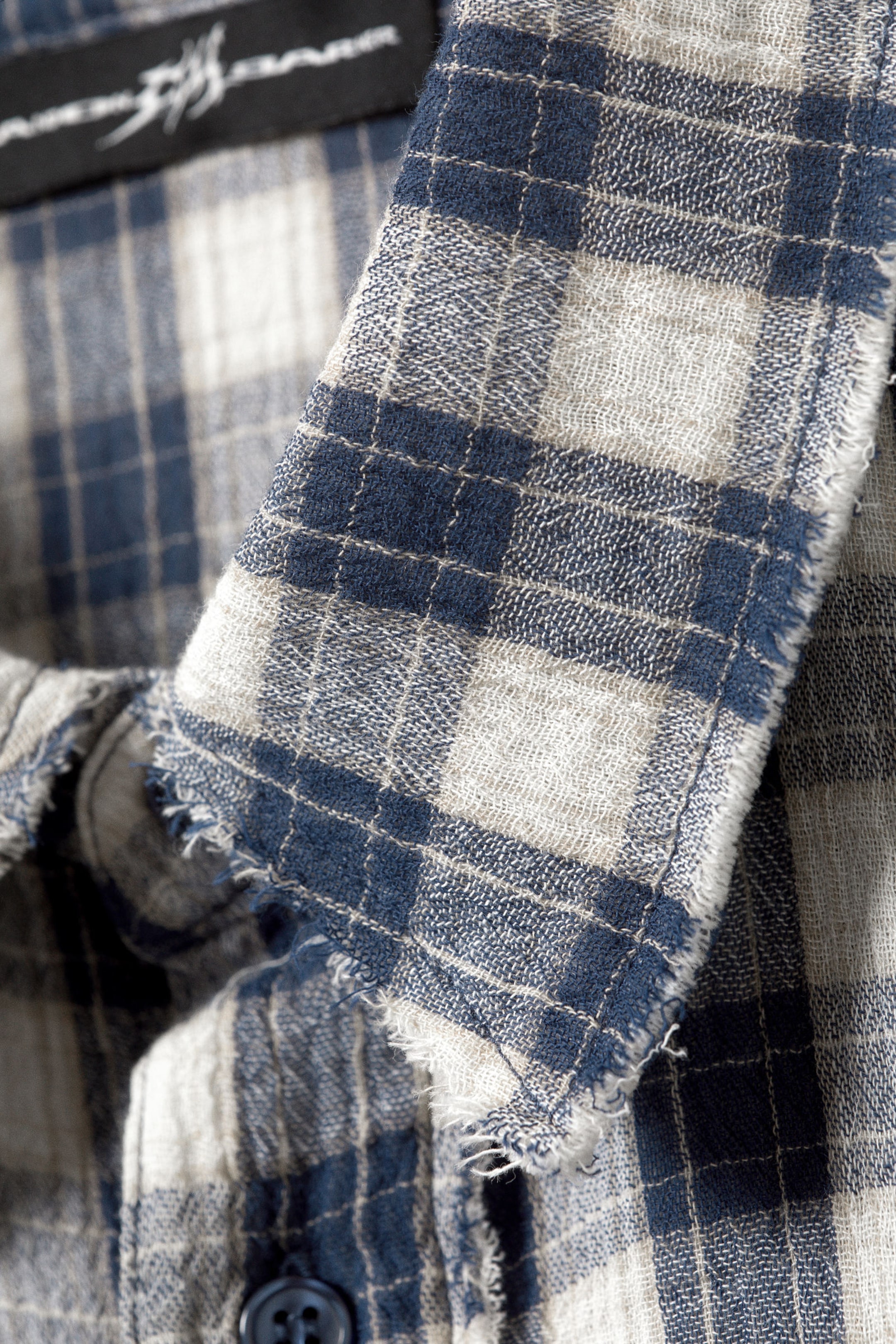 Checked Dark Blue - CM x LB Checked Long-Sleeved Unisex Shirt - 8