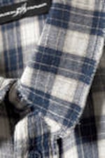 Checked Dark Blue - CM x LB Checked Long-Sleeved Unisex Shirt - 8