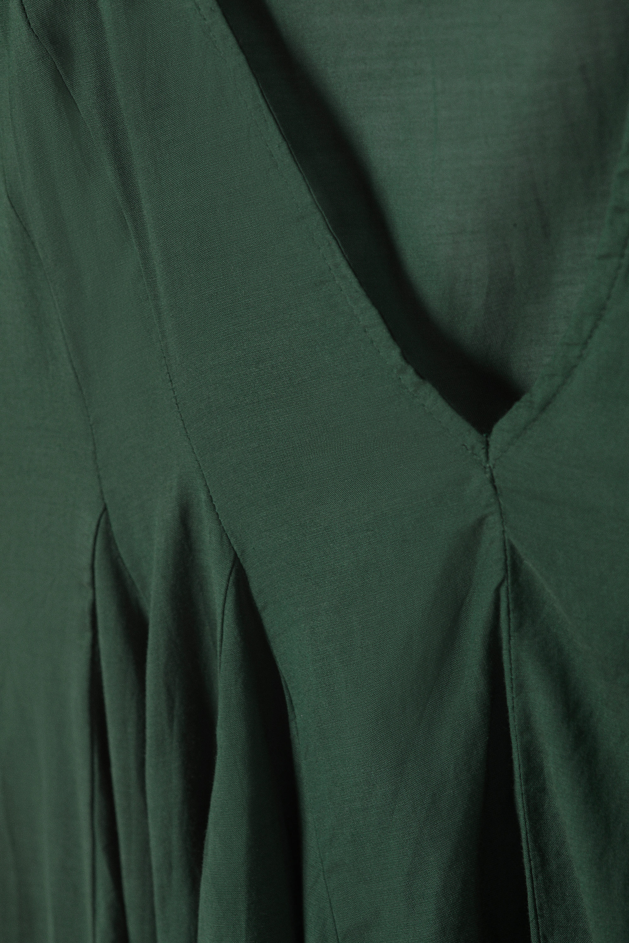 Dark Green - Flowy V-Neck Mini Dress - 4