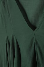 Dark Green - Flowy V-Neck Mini Dress - 1
