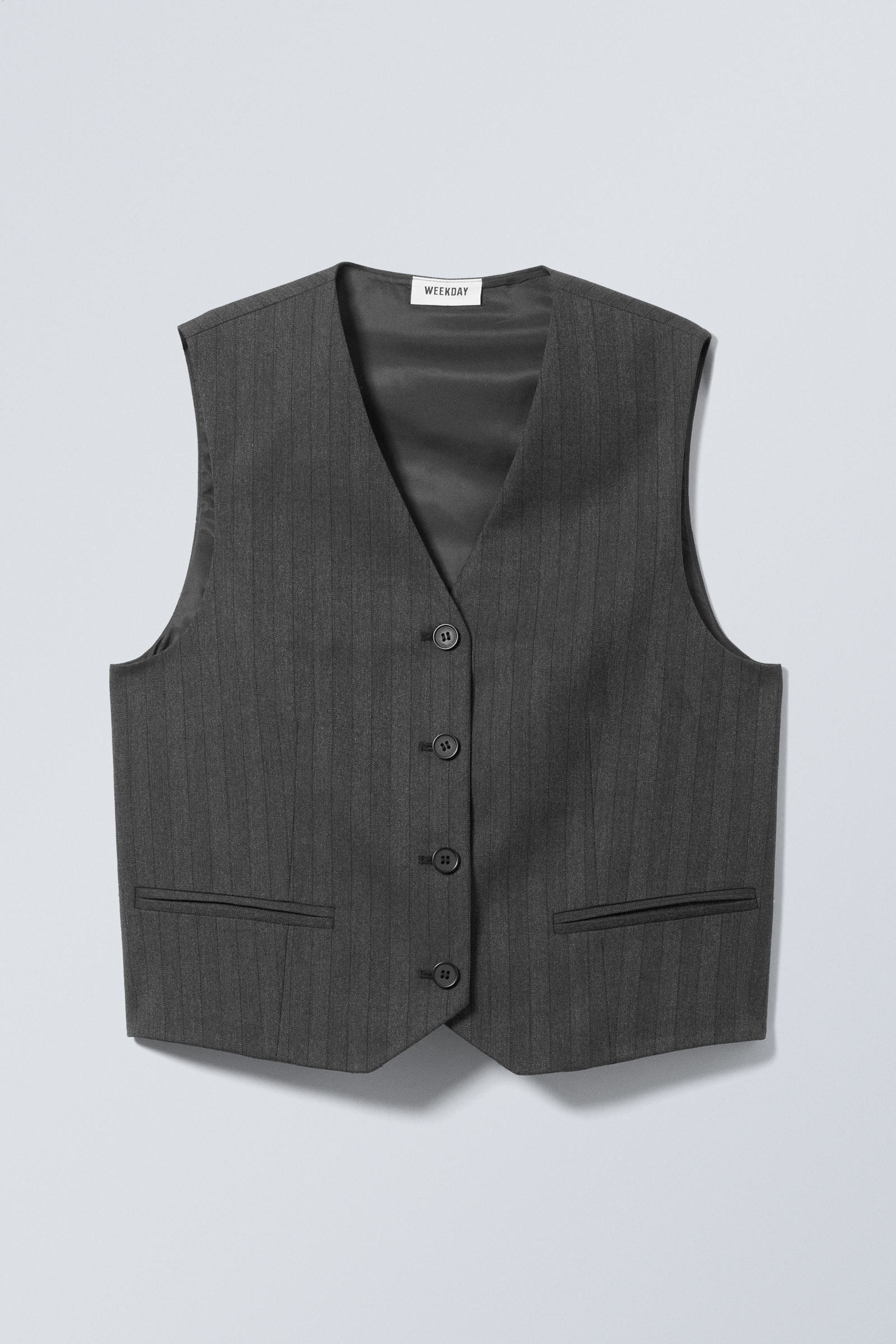 Dark Grey Melange - Pinstripe - Suiting Waistcoat - 1