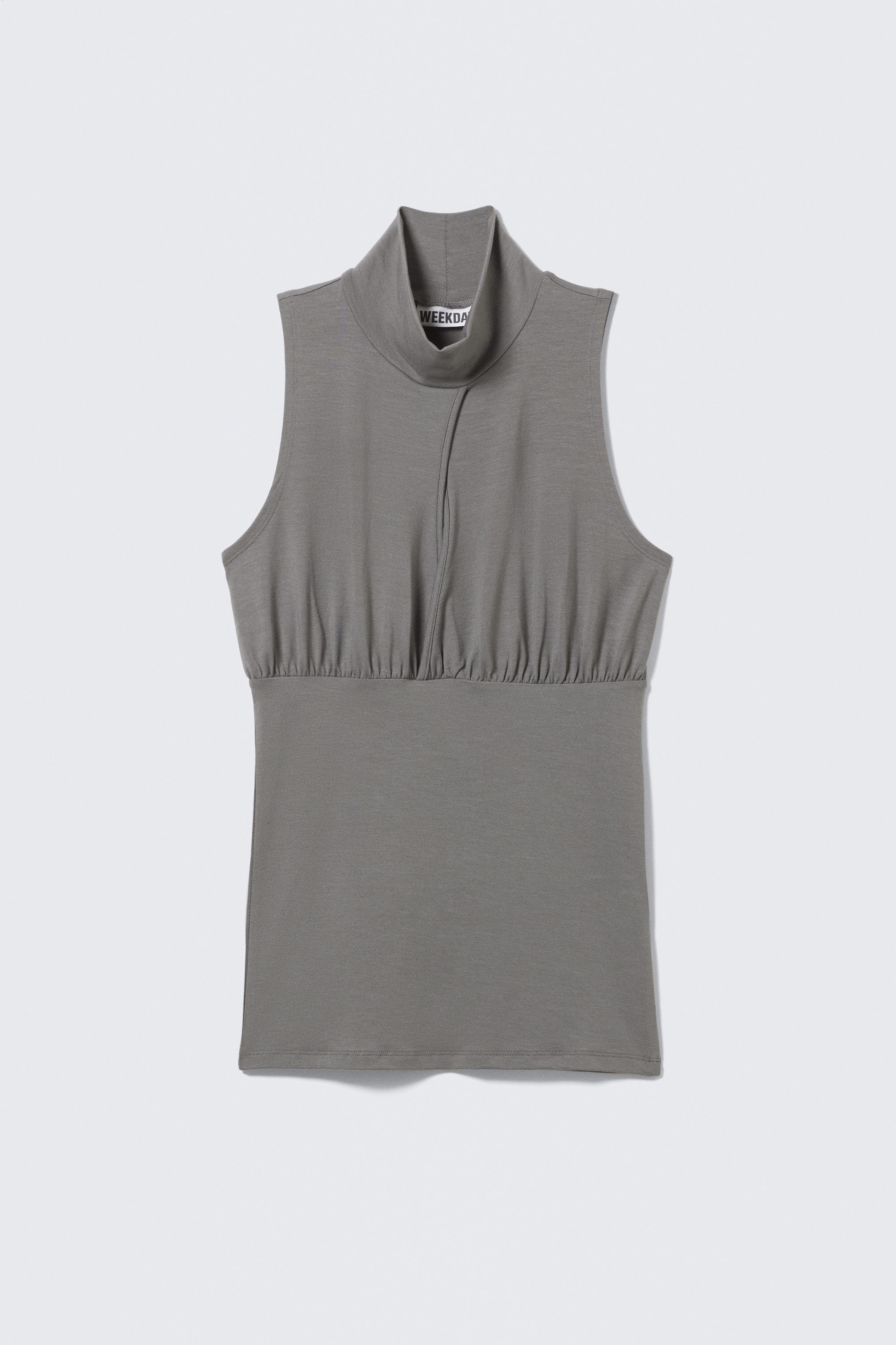 Grey - Sleeveless Turtleneck Top - 3