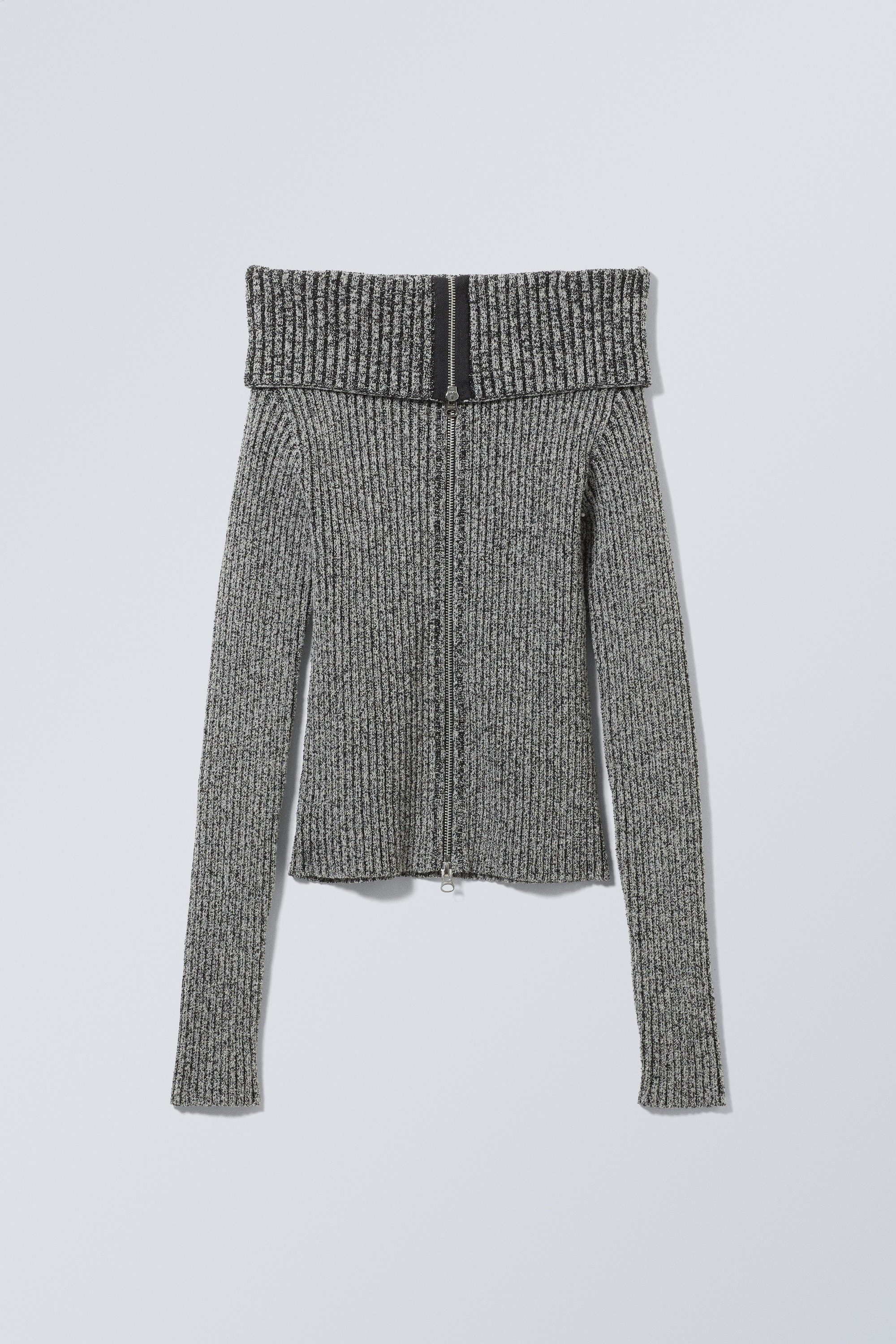 vanna off shoulder zip cardigan - Two-Tone Grey | Weekday GB