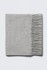 Dunkelgrau kariert - Langer gewebter Wollschal - 1