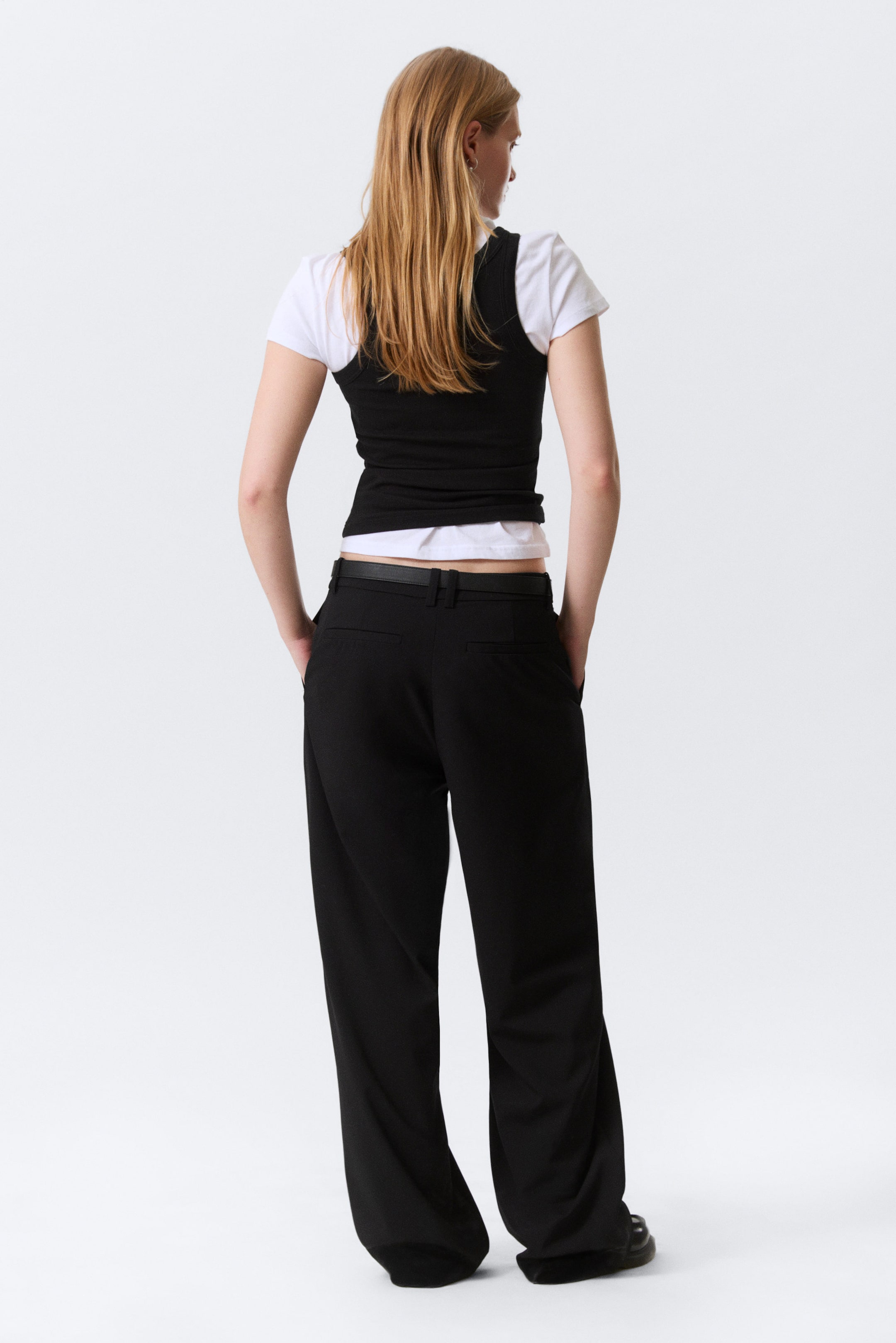Noir - Pantalon de costume coupe ample taille basse - 3