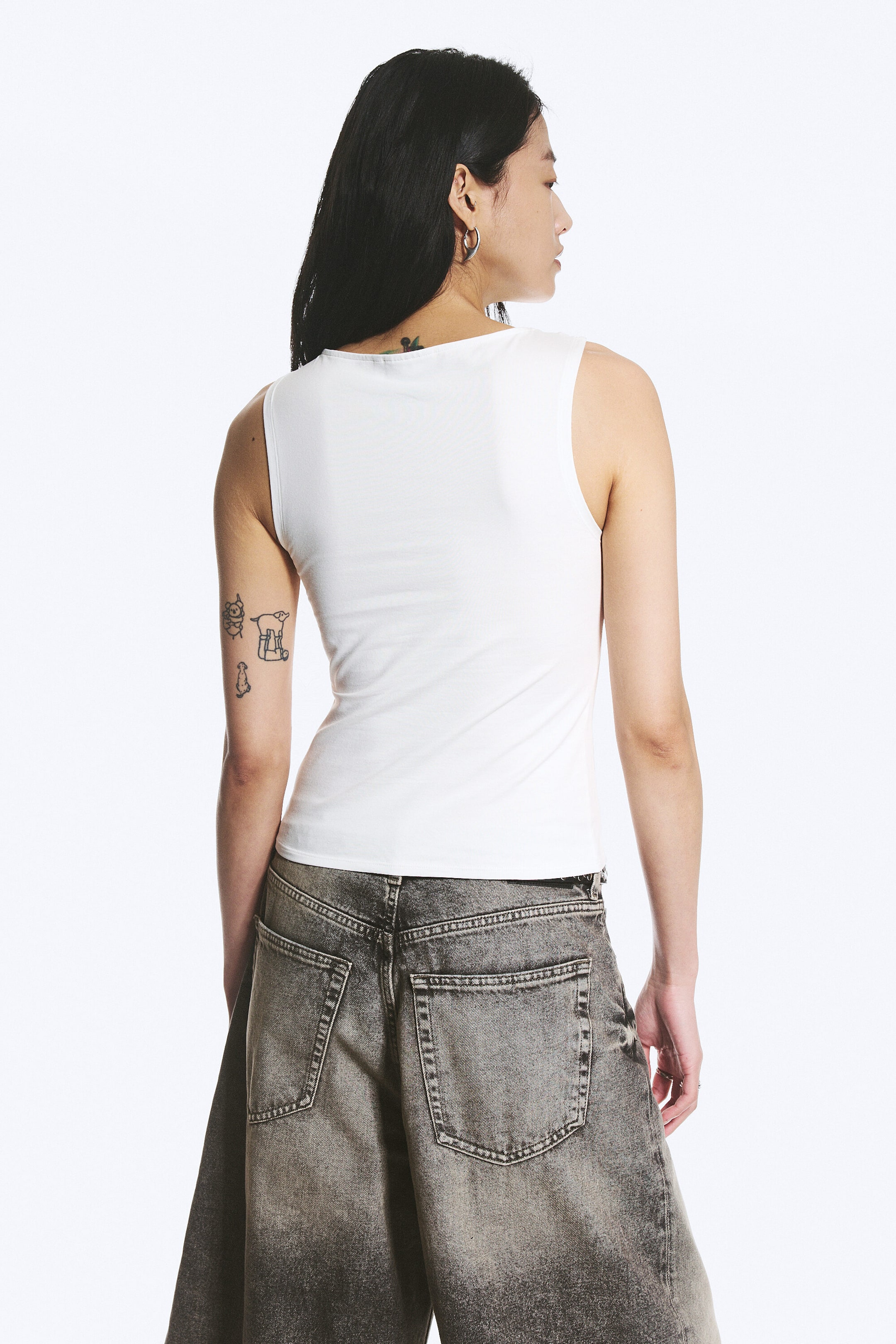 Blanc - Haut à bretelles col V - 3